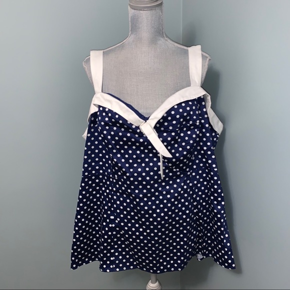 Hot Topic Navy Polka Dot Tank Top - Picture 2 of 8